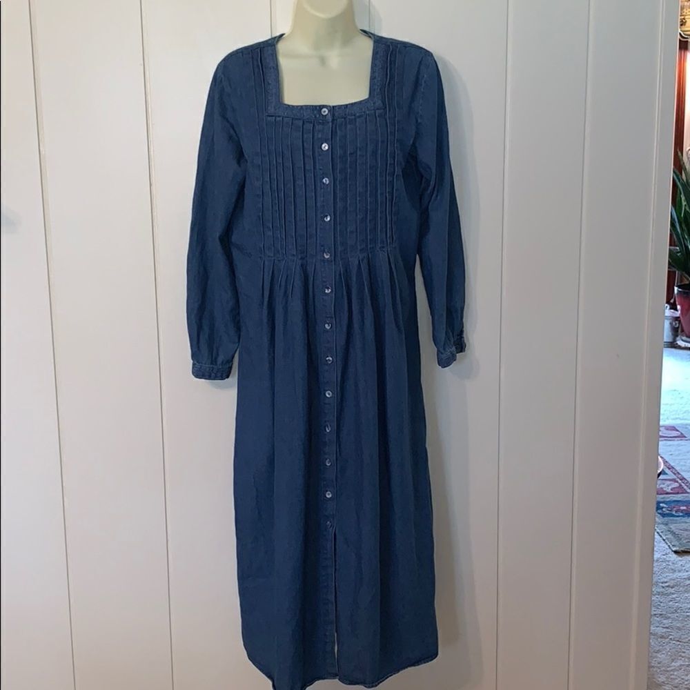 Vtg 90s Robbie Bee pleated bodice denim dress‎ - Picture 3 of 8